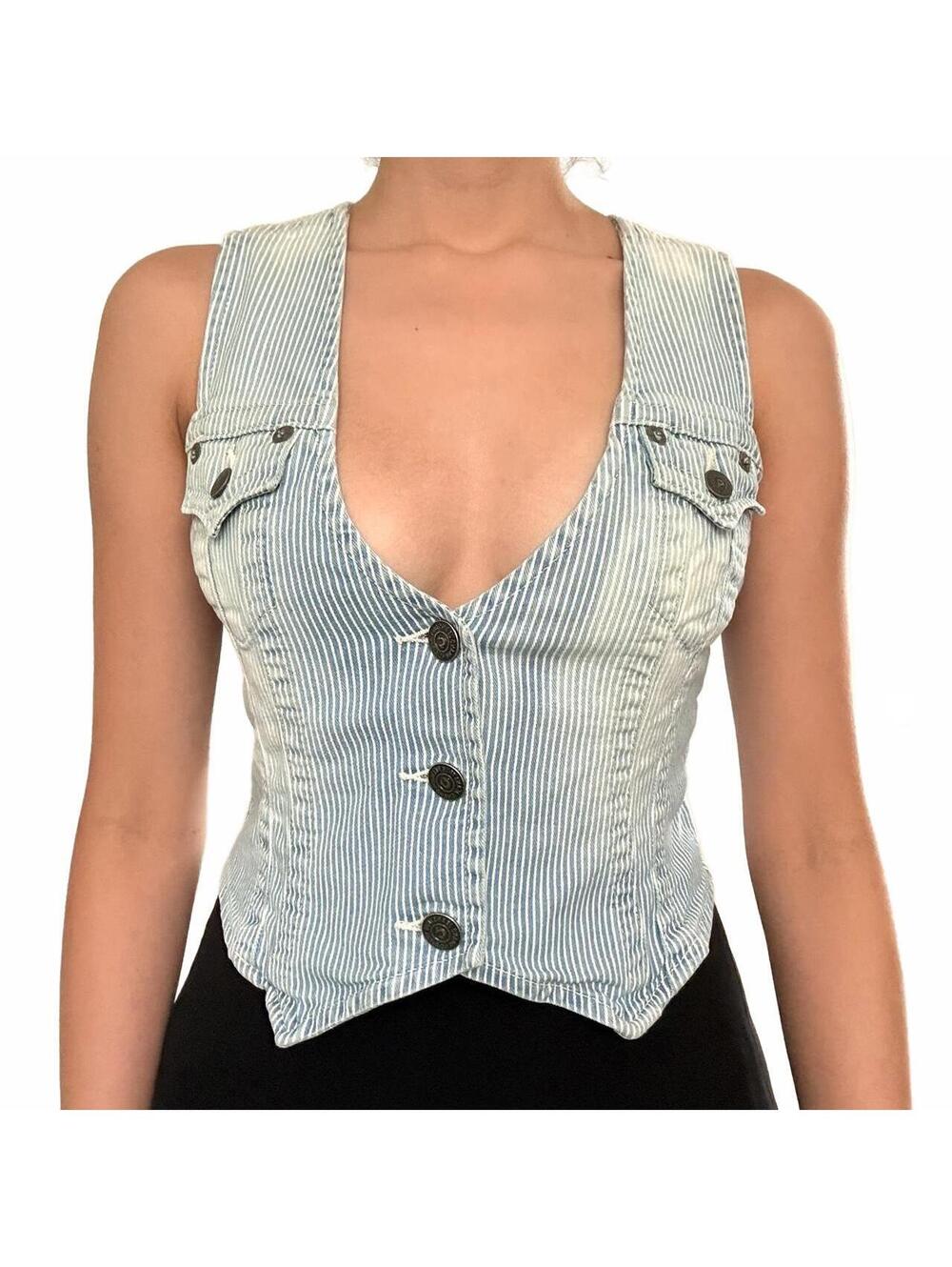 Vintage True Religion Light Wash Denim Vest